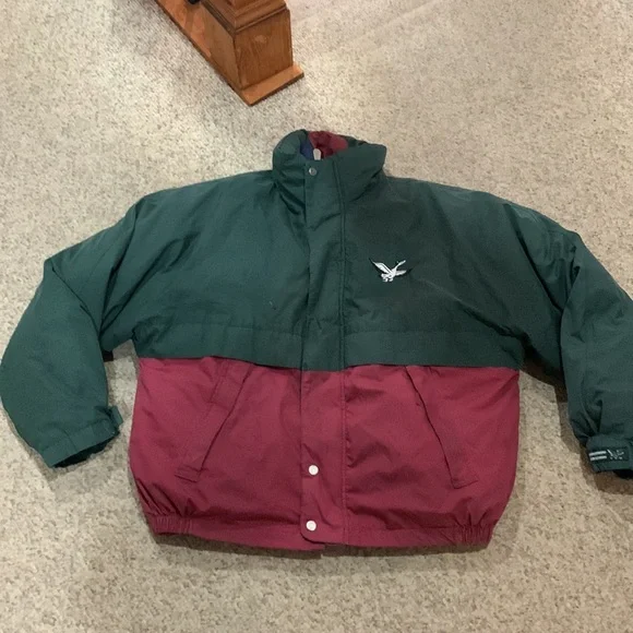 Vtg Triple Fat Goose logo green Burgundy Colorblock goose down